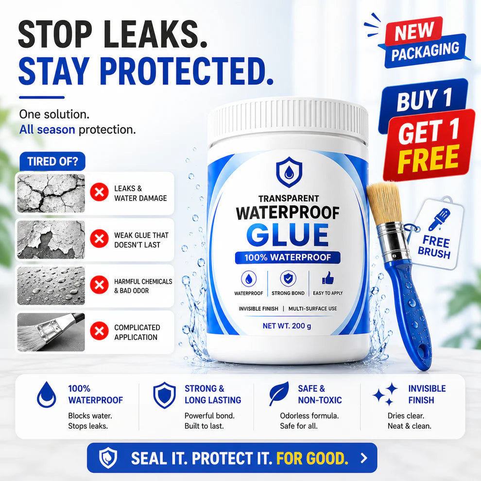 TRANSPARENT WATERPROOF GLUE (BUY 1 GET 1 FREE)(PACK OF 2) - 200GM EACH