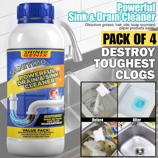 SANITIZO POWERFUL DRAIN & SINK CLEANER POWDER (PACK OF 4)