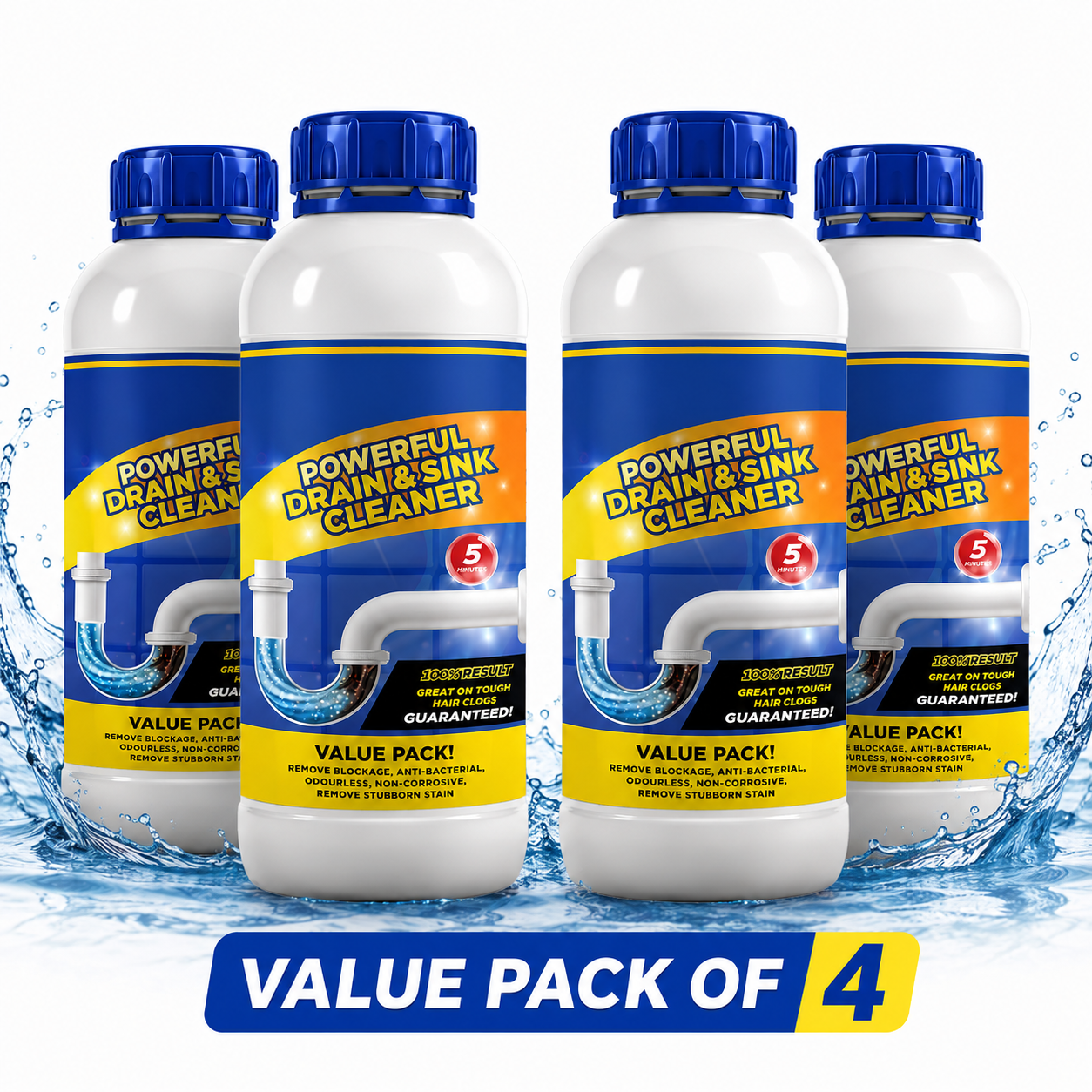 (DH) Sanitizo Powerful Drain & Sink Cleaner Powder 100 gm Each(Pack of 4)