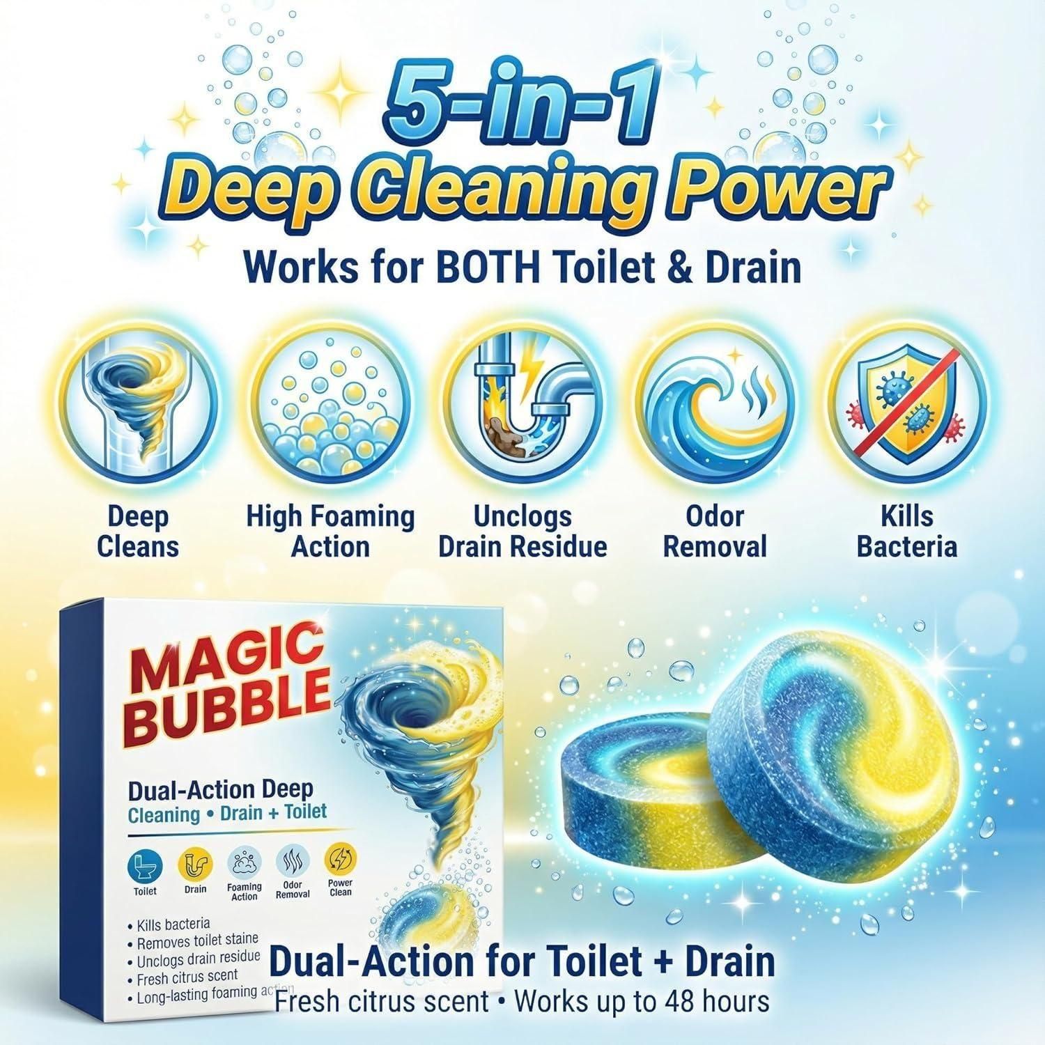 Magic Bubble Toilet Cleaning Tablets (Pack of 2) 24 Tablets